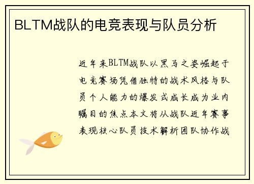 BLTM战队的电竞表现与队员分析